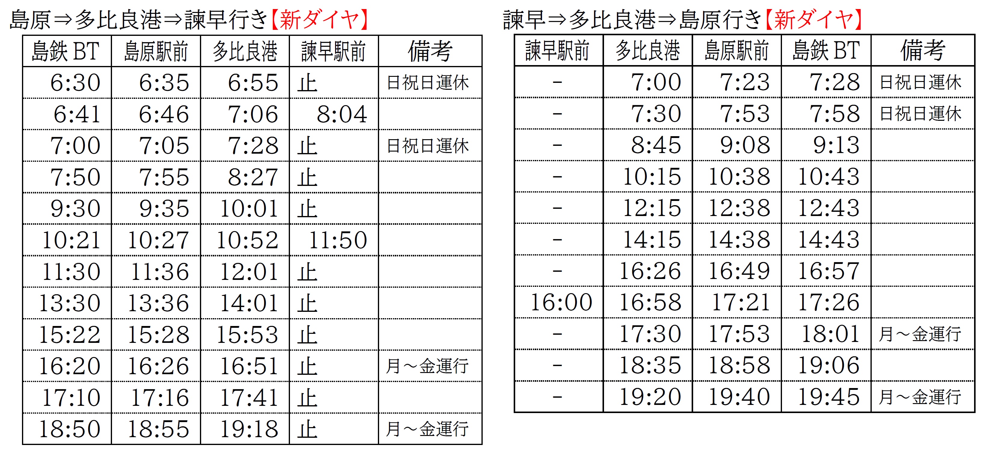 10月以降の鉄道 バスの各種変更について 新着情報 島原鉄道